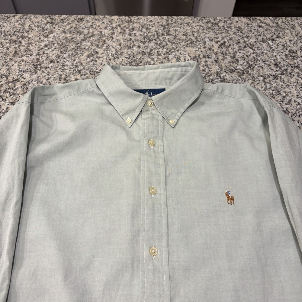 Ralph Lauren Mens Shirt XL Green Button Down Long Sleeve Dress Shirt